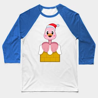 Flamingo Christmas Stone wall Baseball T-Shirt